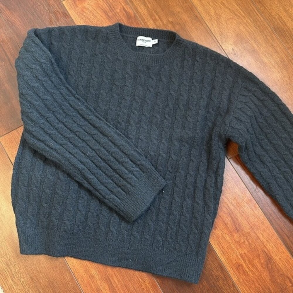 Clare Rose Women’s Wool Blend Cable Knot Sweater XS Slate Gray